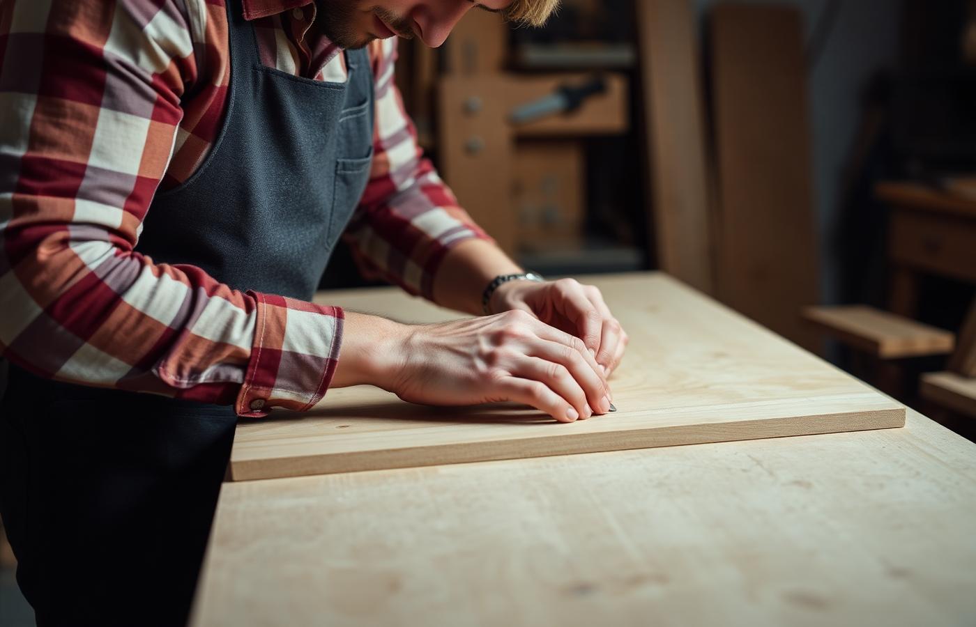 Artesão trabalhando com MDF